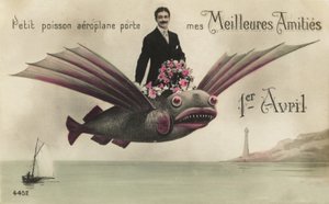Man die op een vliegende vis rijdt door French Photographer
